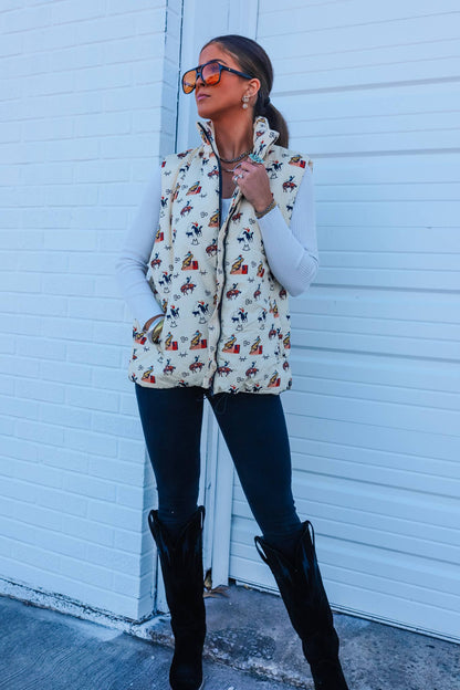 Vintage Cowboy Puffer Vest