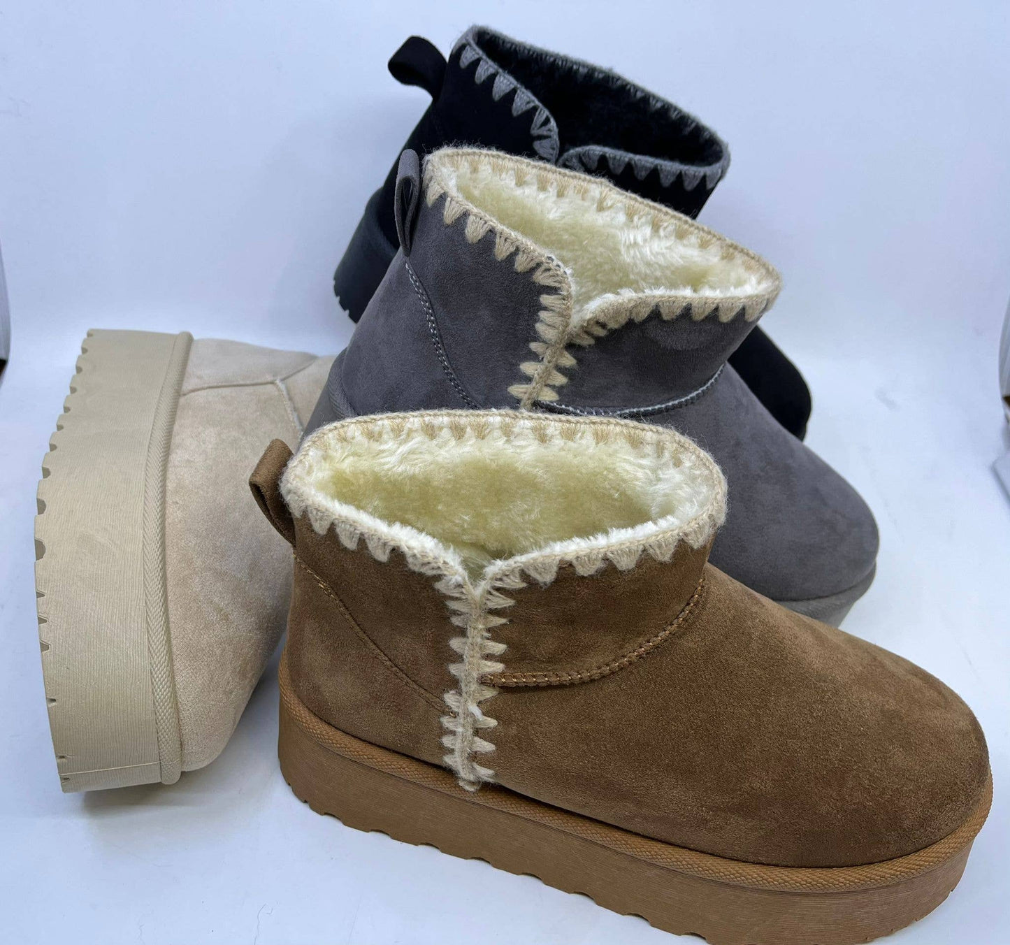 Winter Western Stitched Moon Boots