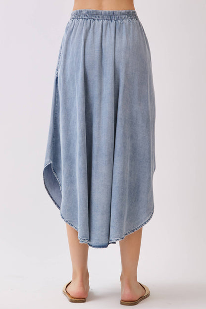 The Blue Sage Tencel Midi Skirt