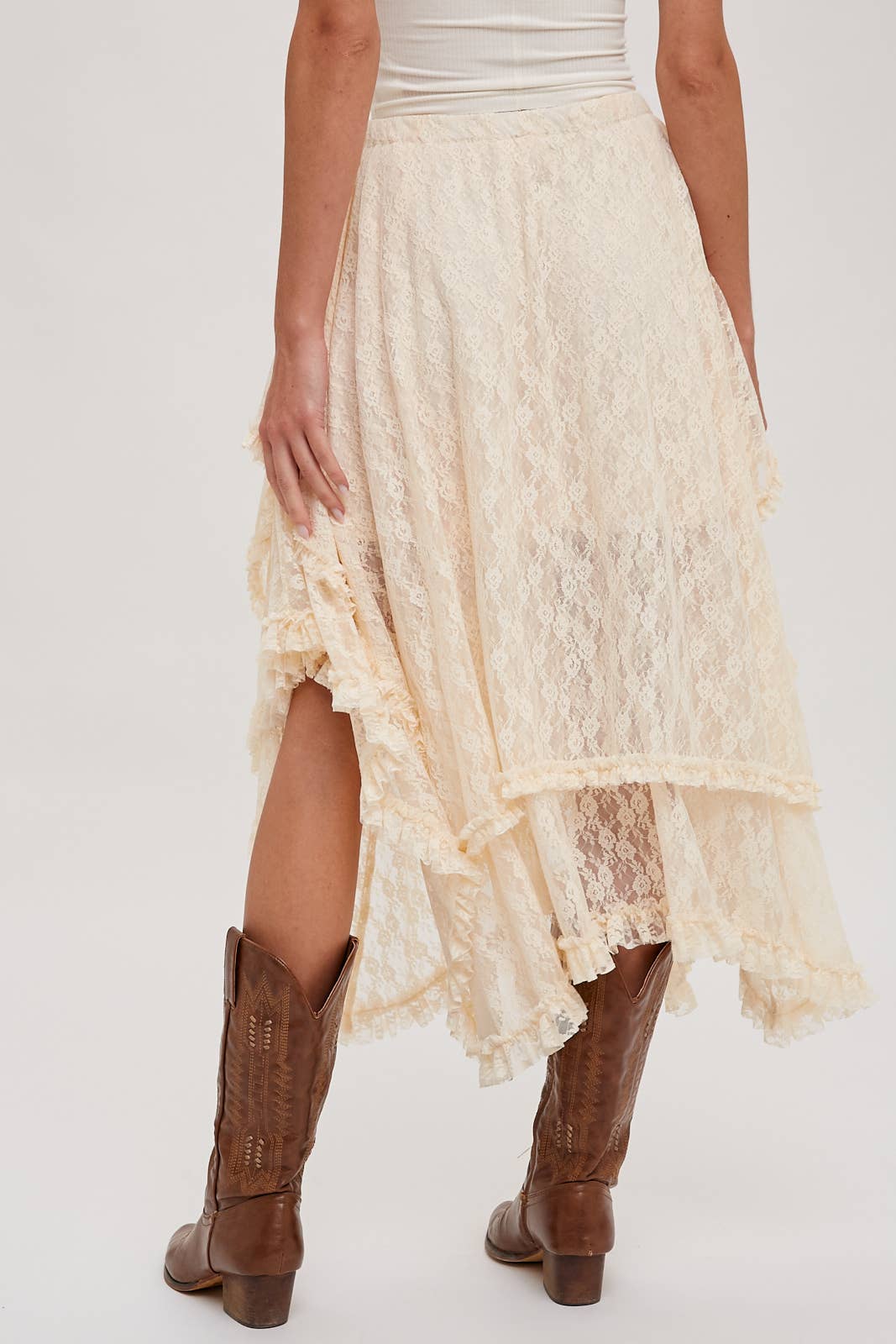 Lace Tiered Midi Skirt