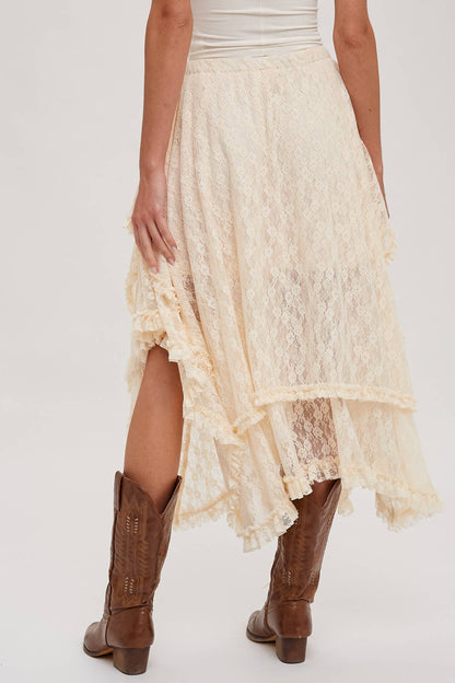 Lace Tiered Midi Skirt