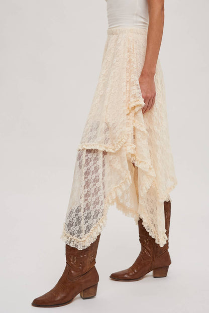 Lace Tiered Midi Skirt