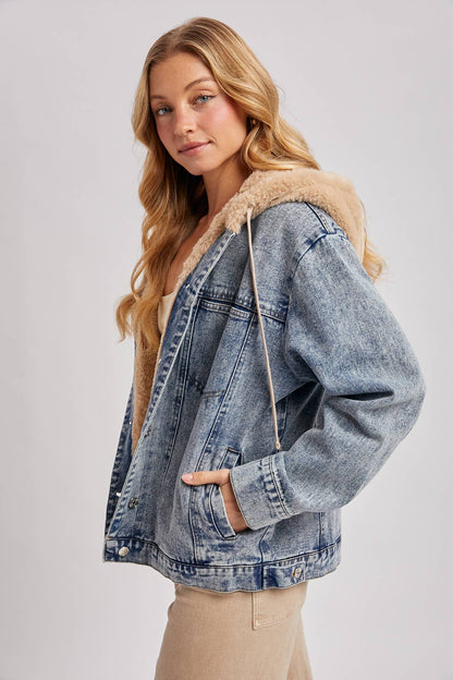 Blue Ridge Teddy Lined Denim Jacket with Hood