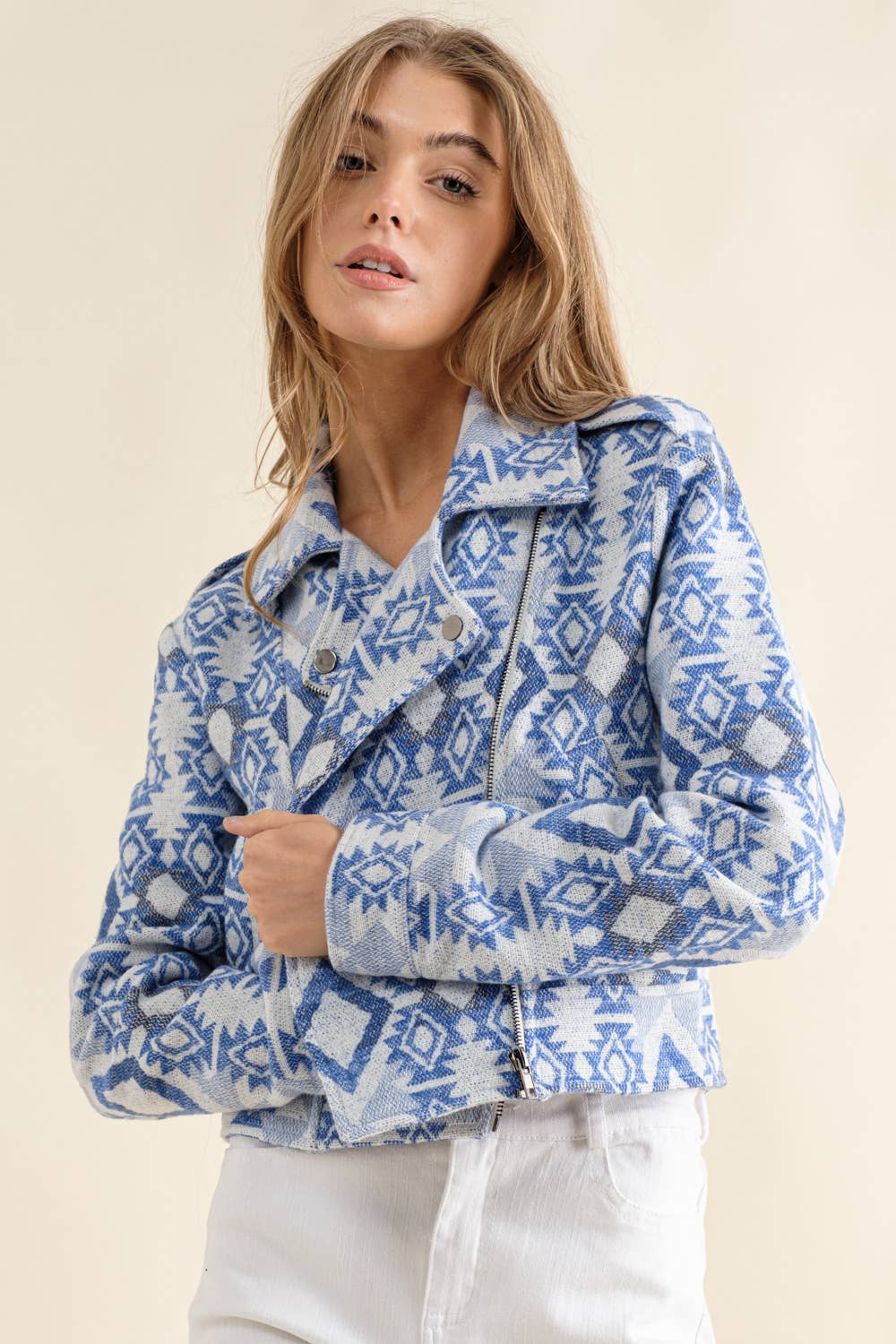 Aztec Crop Moto Jacket
