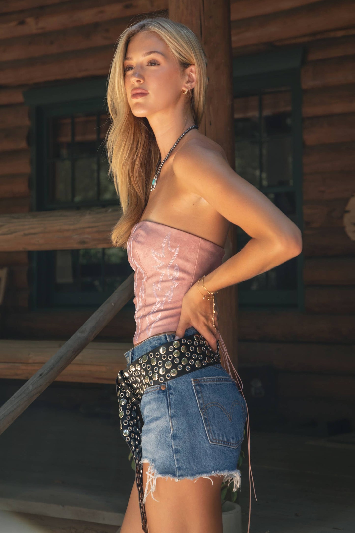 Saddle Stitch Strapless Corset Top