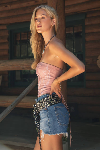 Saddle Stitch Strapless Corset Top