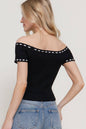 The Midnight Stitch Off-Shoulder Sweater Top