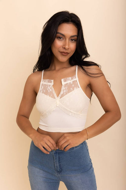 High Neck Flora Seamless Mesh Lace Bralette ☀️