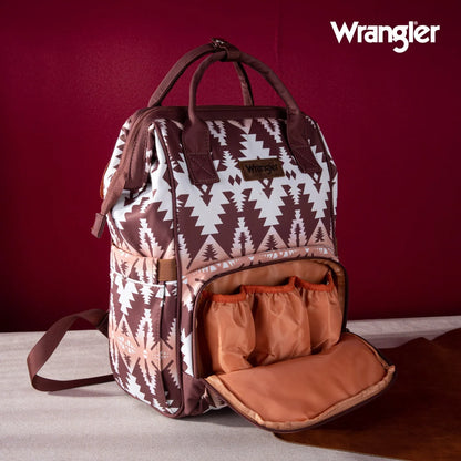 Wrangler® Aztec Callie Diaper Bag Backpack – Brown