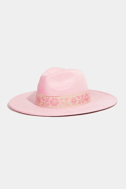 Boho Floral Wide Brim Adjustable Hat