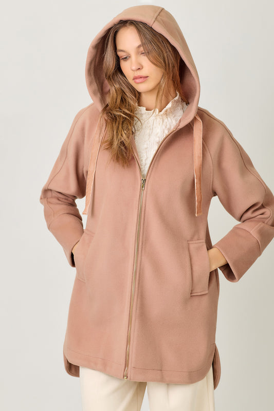 Mystree Hooded Zip Up Jacket - Winter Rose