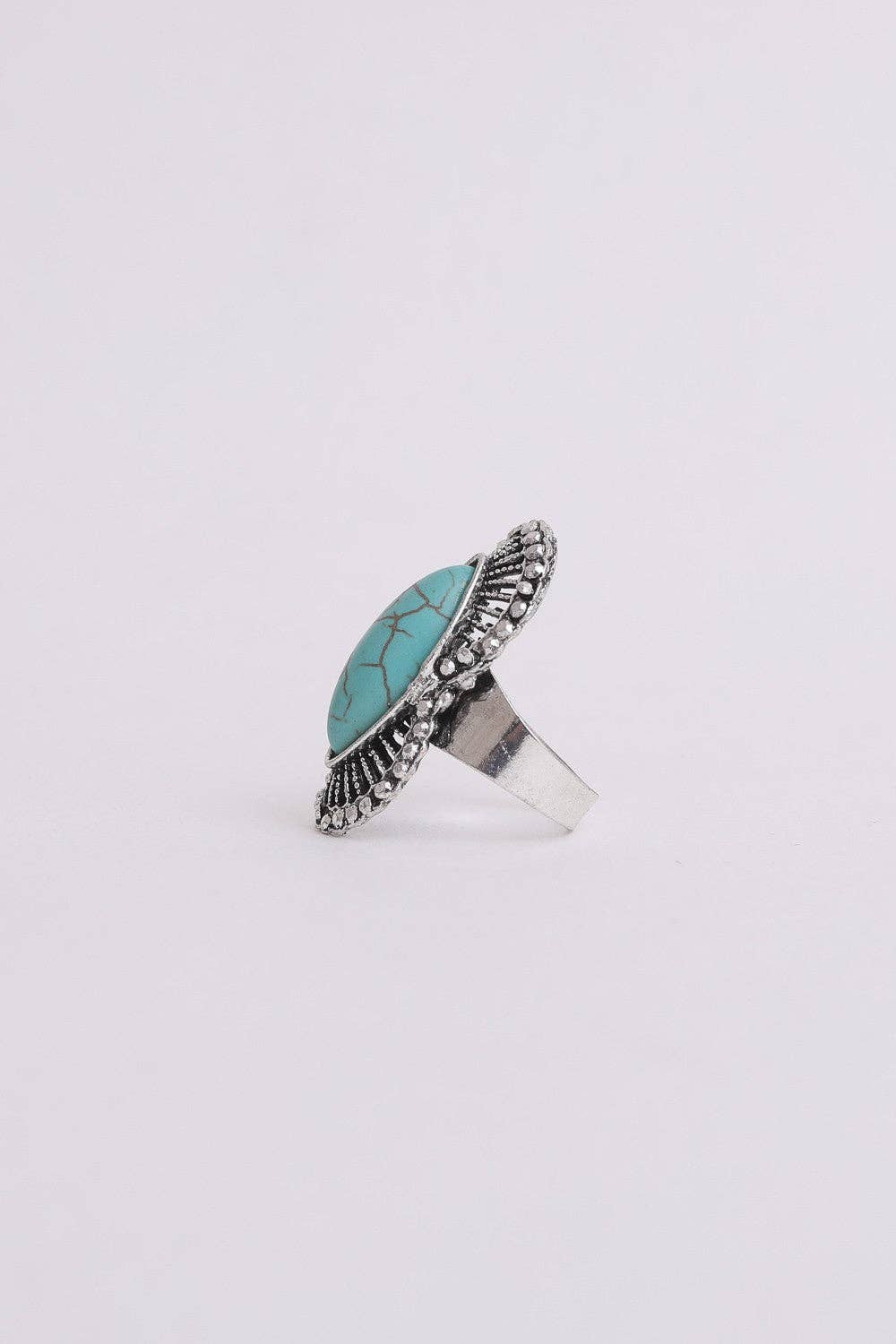 Three Bird Nest - Go West Adjustable Turquoise Ring - Silver