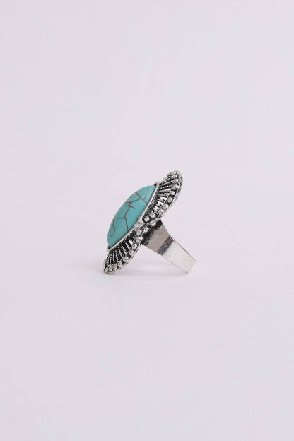 Three Bird Nest - Go West Adjustable Turquoise Ring - Silver