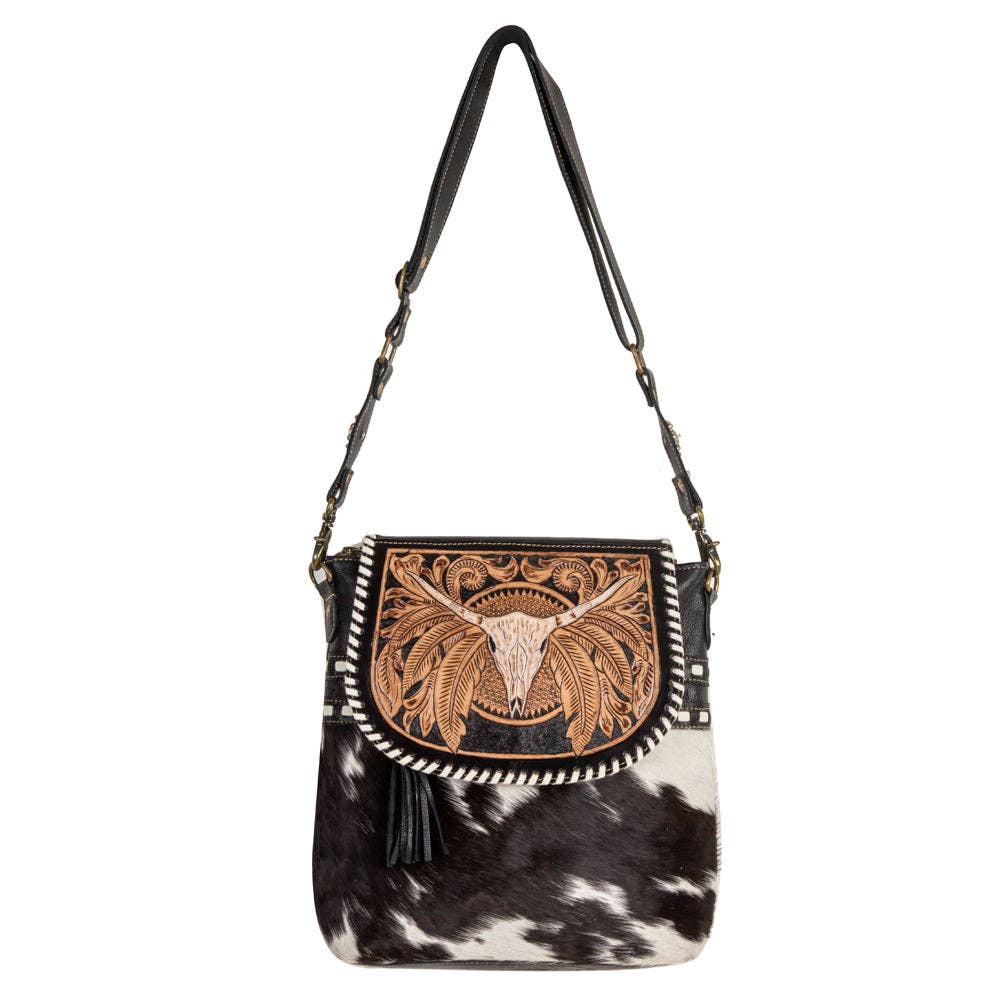 Spirit Of The Herd Hand-Tooled Leather Hair-On Bag
