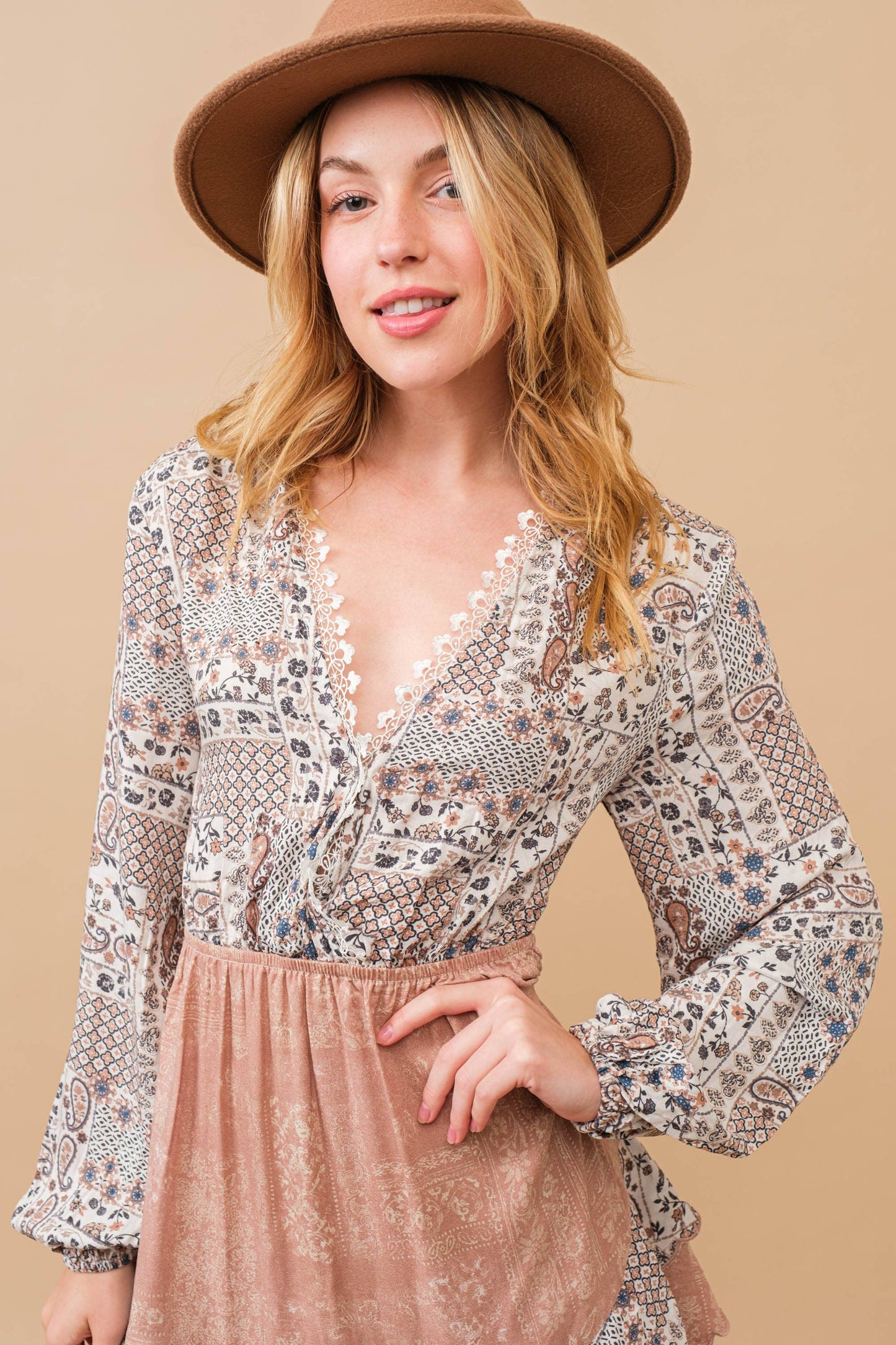 Mix Vintage Pattern Mini Dress