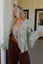 Brea Mixed Print Top by Three Birds Nest - Sage Floral Print