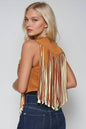 Wisteria Lane - Boho Western 2Tone Fringed Suede Vest