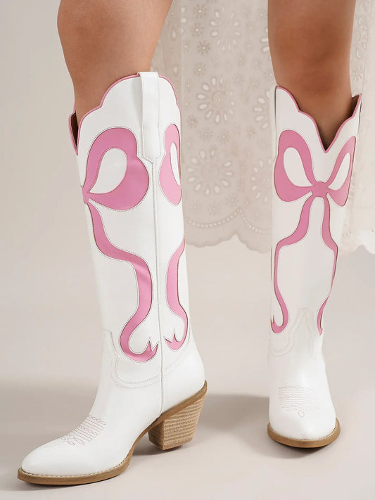 The Glenda Bow Boots - pink