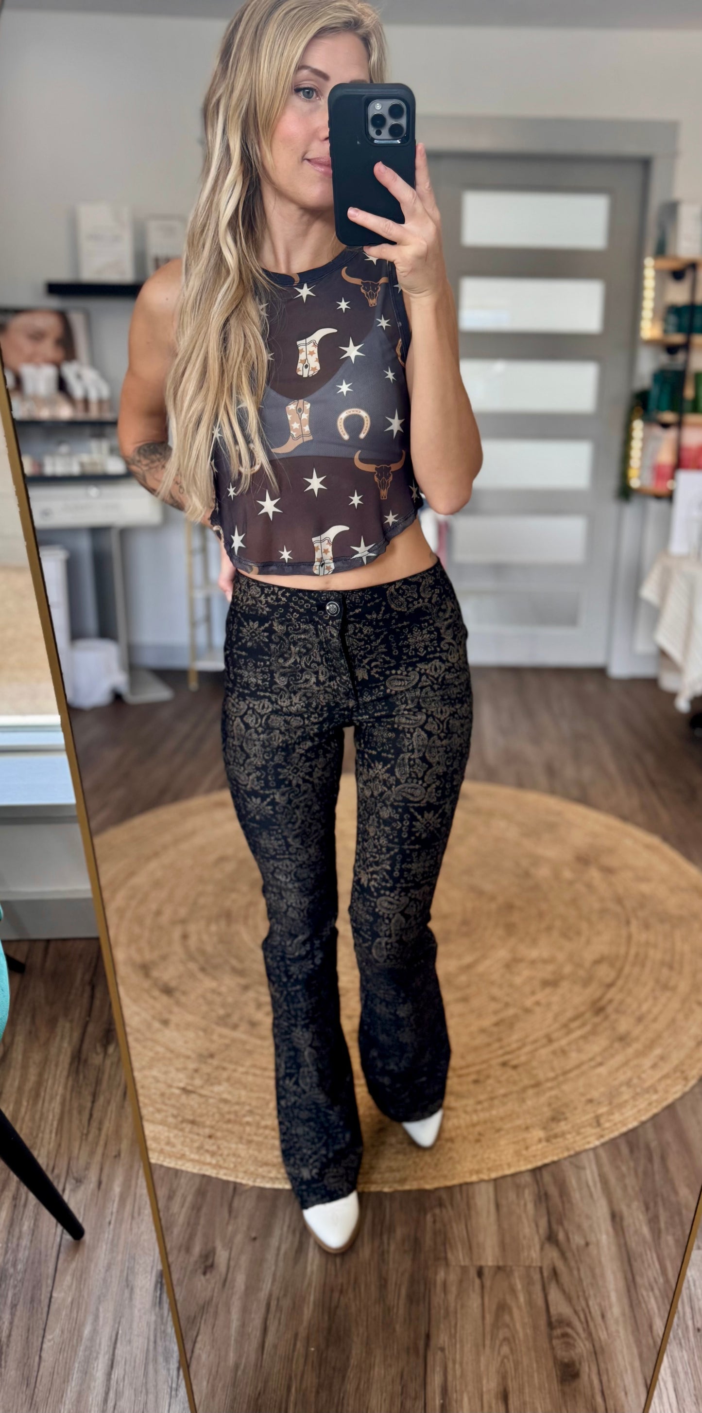 Black Reversible Button Flares by Rock and Roll Denim