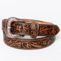Genuine Leather Tooled Belt with Buckle