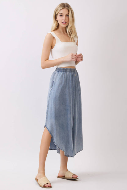 The Blue Sage Tencel Midi Skirt