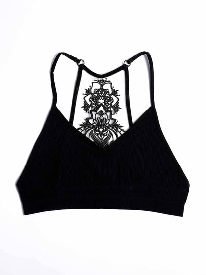Three Bird Nest - Tattoo Bralette - Black