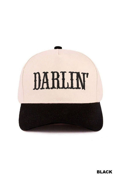 Darlin' Embroidered Two-tone Canvas Cotton Cap