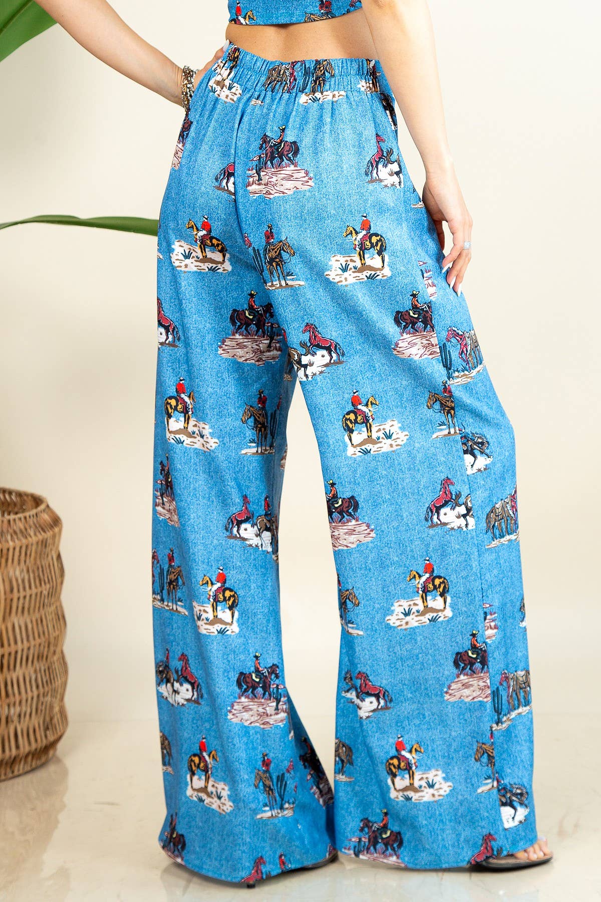Western Running Horses Wide Leg Dress Pants