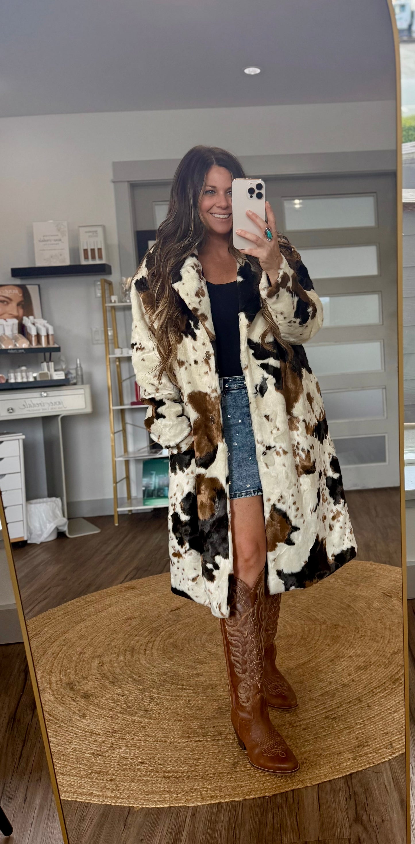 The “Moo” Faux Fur Full Length Coat