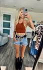 The Double Down Chain Belt – Gold Double Buckle Vegan Leather Belt