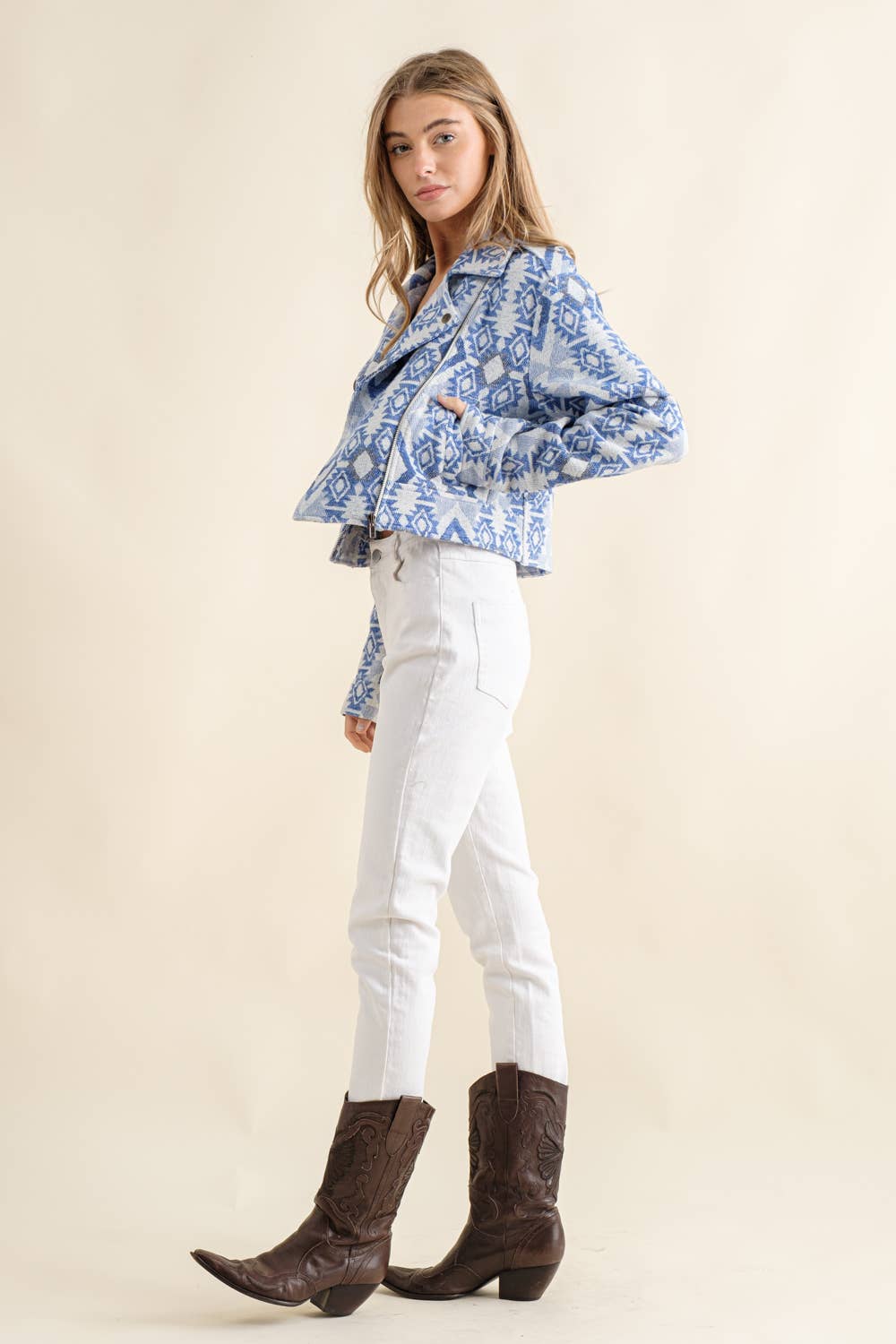 Aztec Crop Moto Jacket