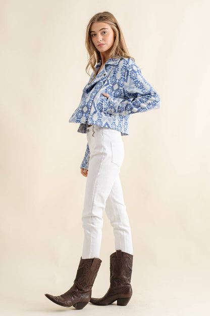 Aztec Crop Moto Jacket
