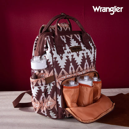 Wrangler® Aztec Callie Diaper Bag Backpack – Brown