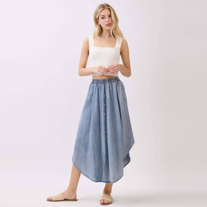 The Blue Sage Tencel Midi Skirt