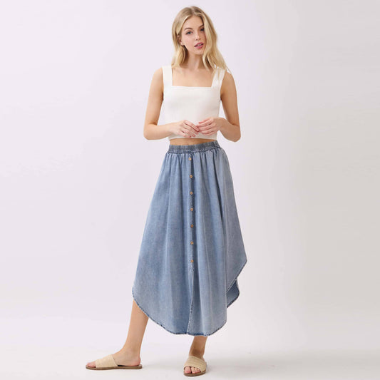 The Blue Sage Tencel Midi Skirt