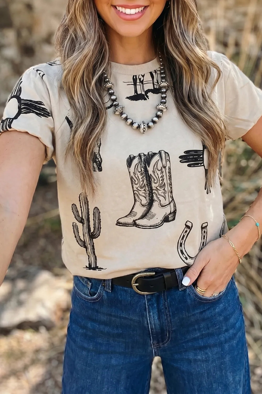 The Desert Sketch Puff Sleeve Tee