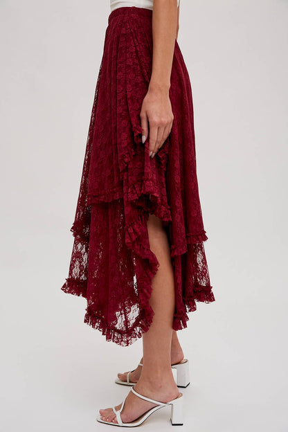 Lace Tiered Midi Skirt