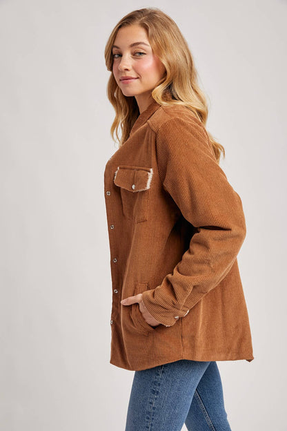 Fireside Corduroy Sherpa Lined Jacket in Camel