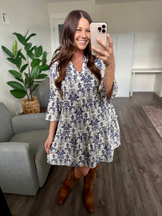 Coastal Bloom Boho Mini Dress