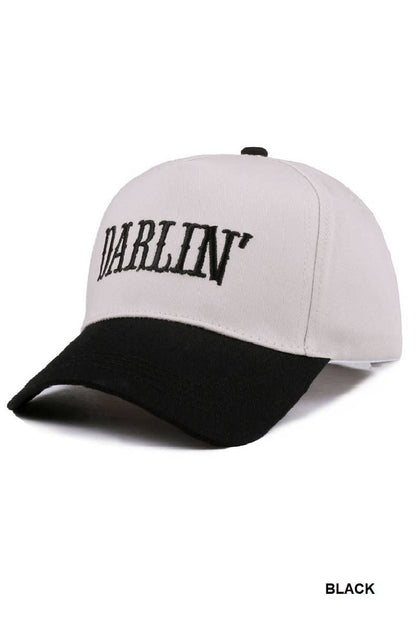 Darlin' Embroidered Two-tone Canvas Cotton Cap