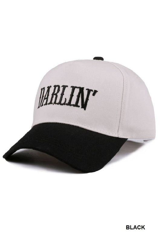 Darlin' Embroidered Two-tone Canvas Cotton Cap