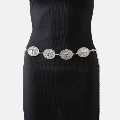 Western Horse Engraved Concho Chain Belt