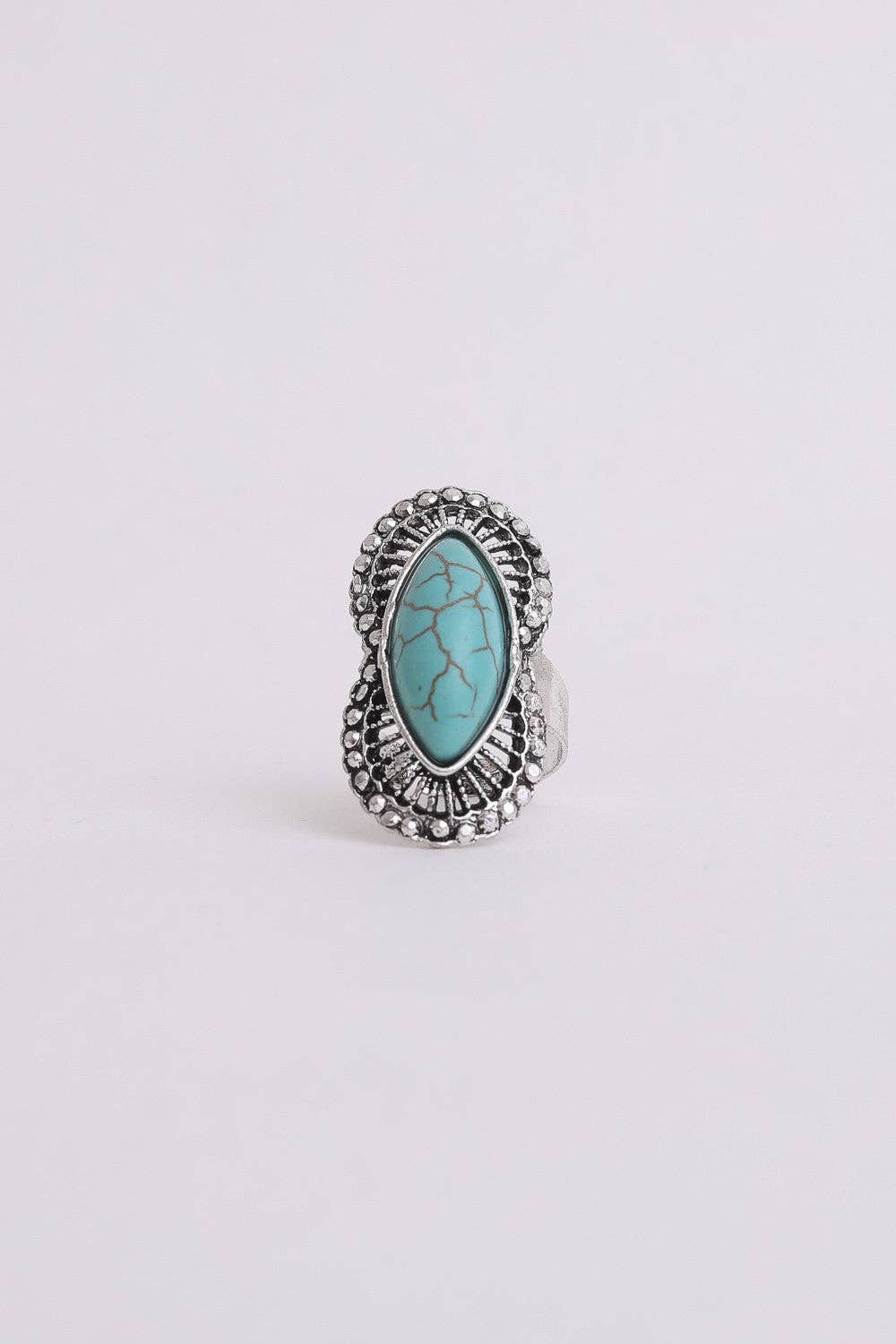 Three Bird Nest - Go West Adjustable Turquoise Ring - Silver