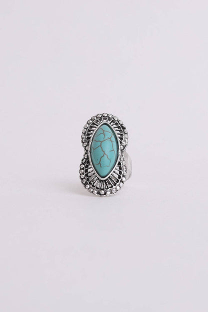 Three Bird Nest - Go West Adjustable Turquoise Ring - Silver