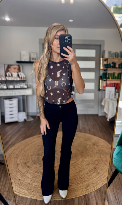 Black Reversible Button Flares by Rock and Roll Denim