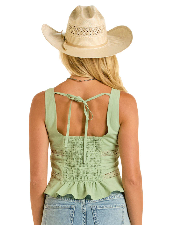 Eyelet Inset Tank by Rock and Roll Denim