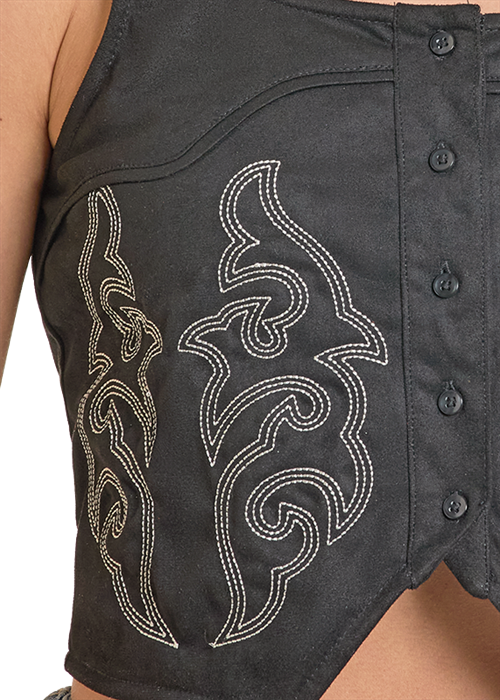 Embroidered Microsuede Top by Rock & Roll Denim