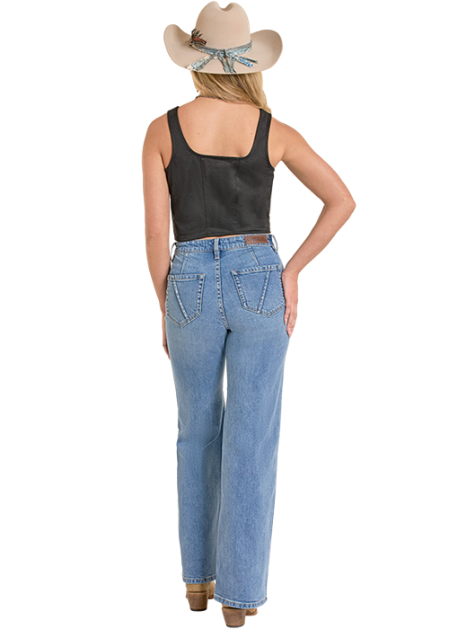 Embroidered Microsuede Top by Rock & Roll Denim