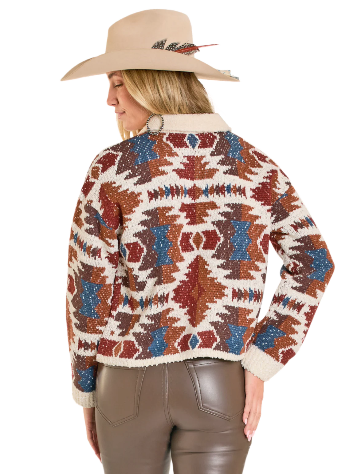 Aztec Cardigan with Sherpa Trim by Rock & Roll Denim
