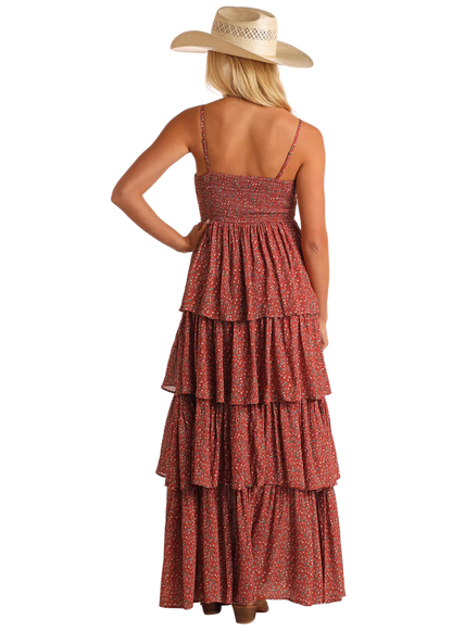 Tiered Maxi Dress by Rock n Roll Denim - Burnt Orange